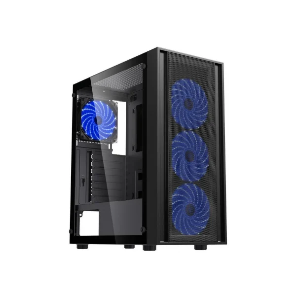 Gaming Tempered Glass - 4 x 120mm Blue LED Fans